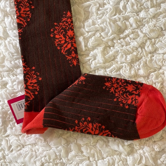 Orange & Brown Over the Knee Demask Socks - Picture 4 of 6
